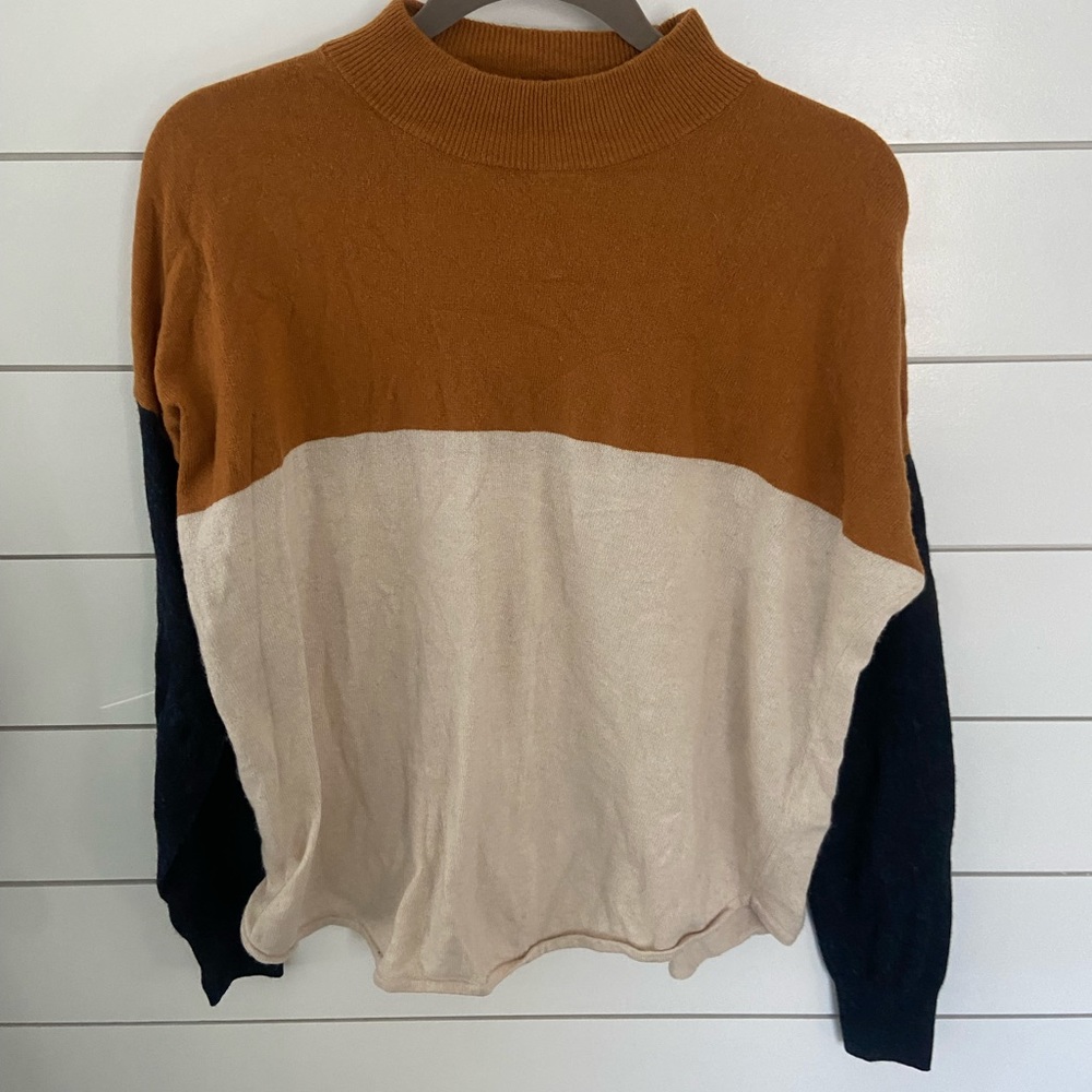 Madewell Color-block Tan Knit Sweater